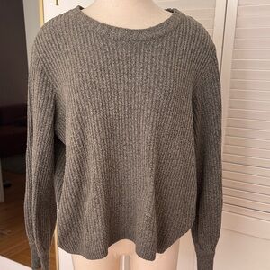 Market & Spruce Ribbed Crewneck Sweater in Gray/Green